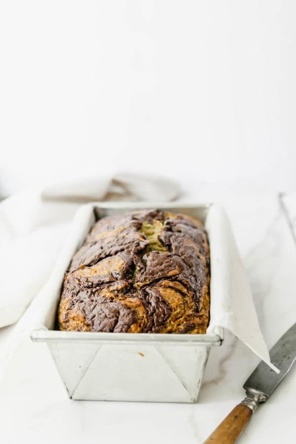Chocolate Halvah Swirled Zucchini Bread